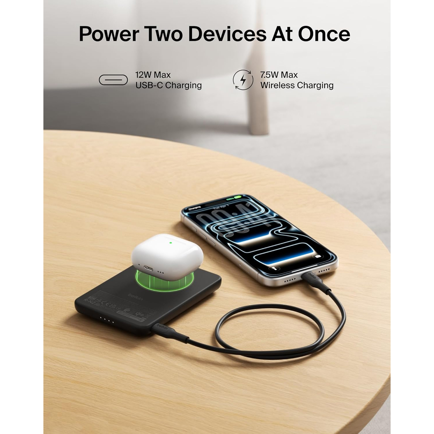 Повербанк MagSafe BELKIN BoostCharge Slim Magnetic Power Bank 5K with Qi2 20W 5000mAh Black (BPD011HQBK)