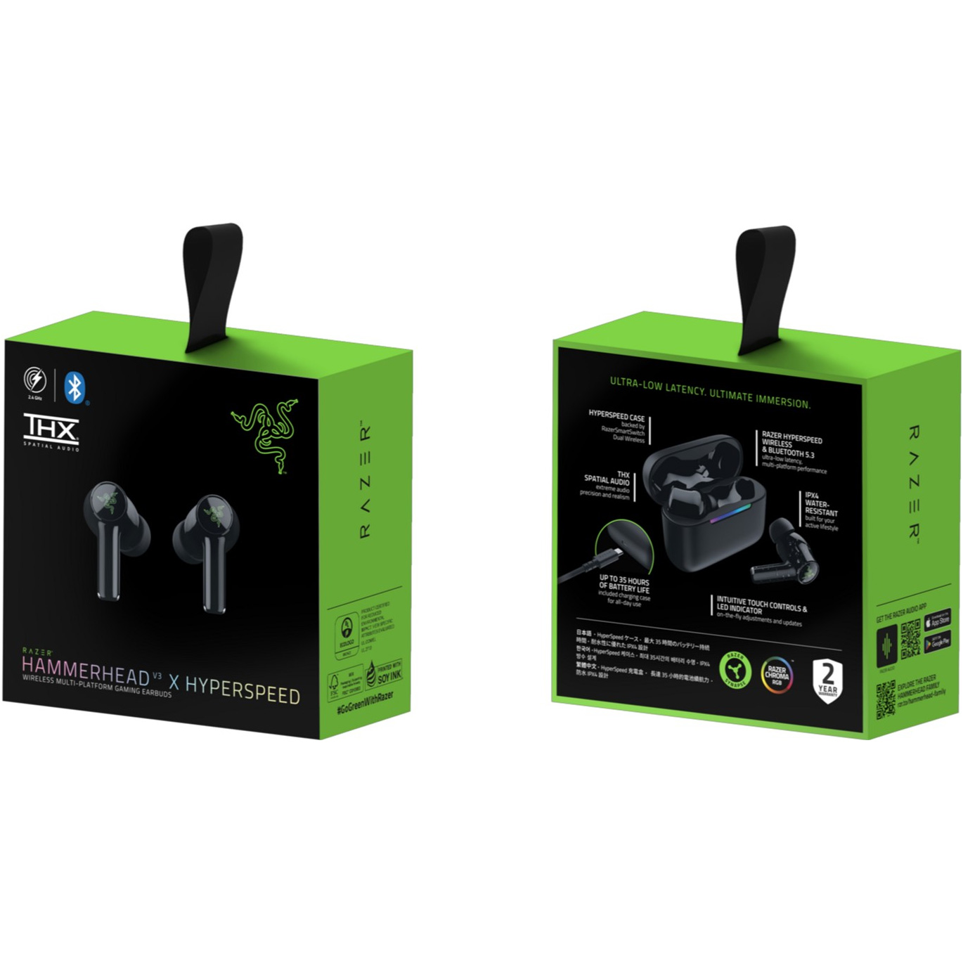 Навушники геймерскі RAZER Hammerhead V3 X HyperSpeed Black (RZ12-05620100-R3G1)