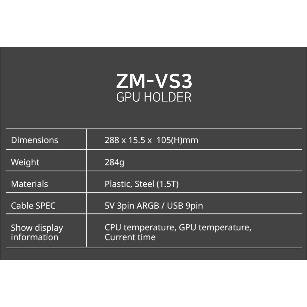 Тримач для відеокарти ZALMAN ZM-VS3 DS White