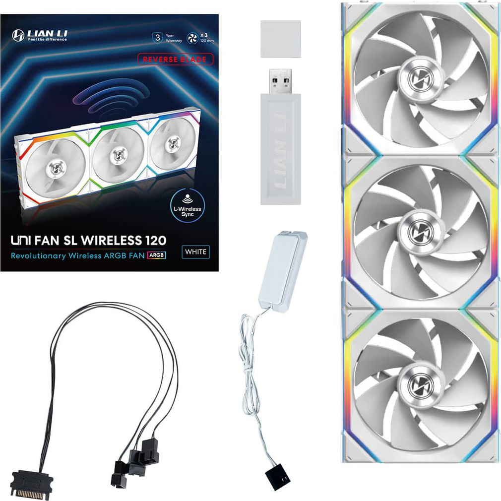 Комплект вентиляторів LIAN LI Uni Fan SL Wireless 120 Reverse Blade w/controller White 3-Pack (G99.12RSL1W3W.00)
