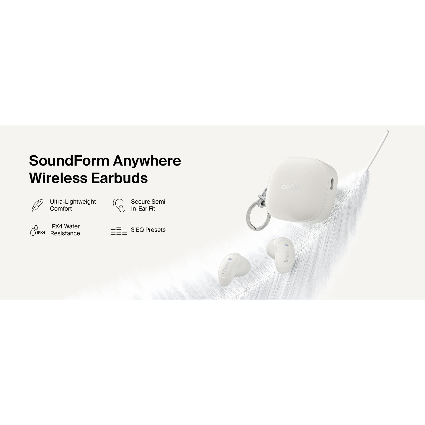 Навушники BELKIN SoundForm Anywhere True Wireless Earbuds Sand (AUC014HQCR)