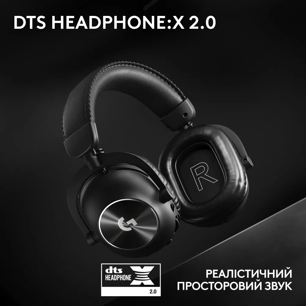 Навушники геймерскі LOGITECH G Pro X 2 Lightspeed w/stand Black (991-000550)
