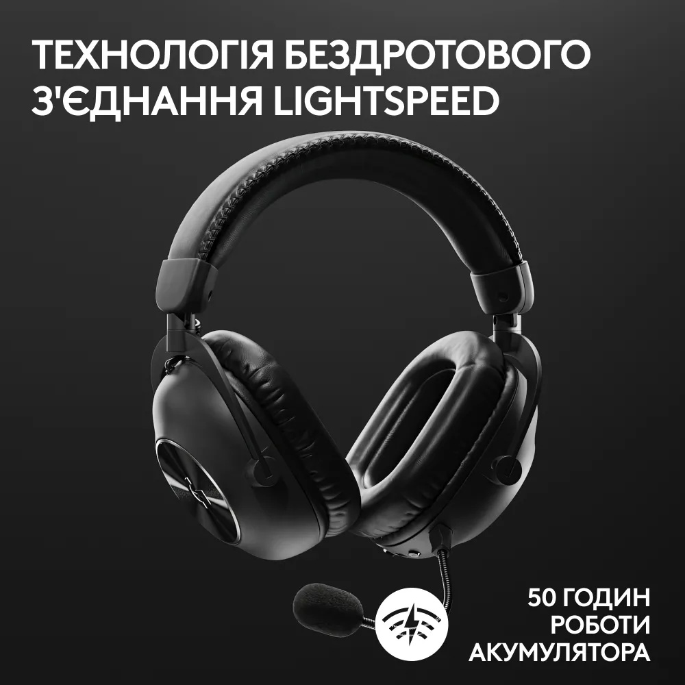 Навушники геймерскі LOGITECH G Pro X 2 Lightspeed w/stand Black (991-000550)