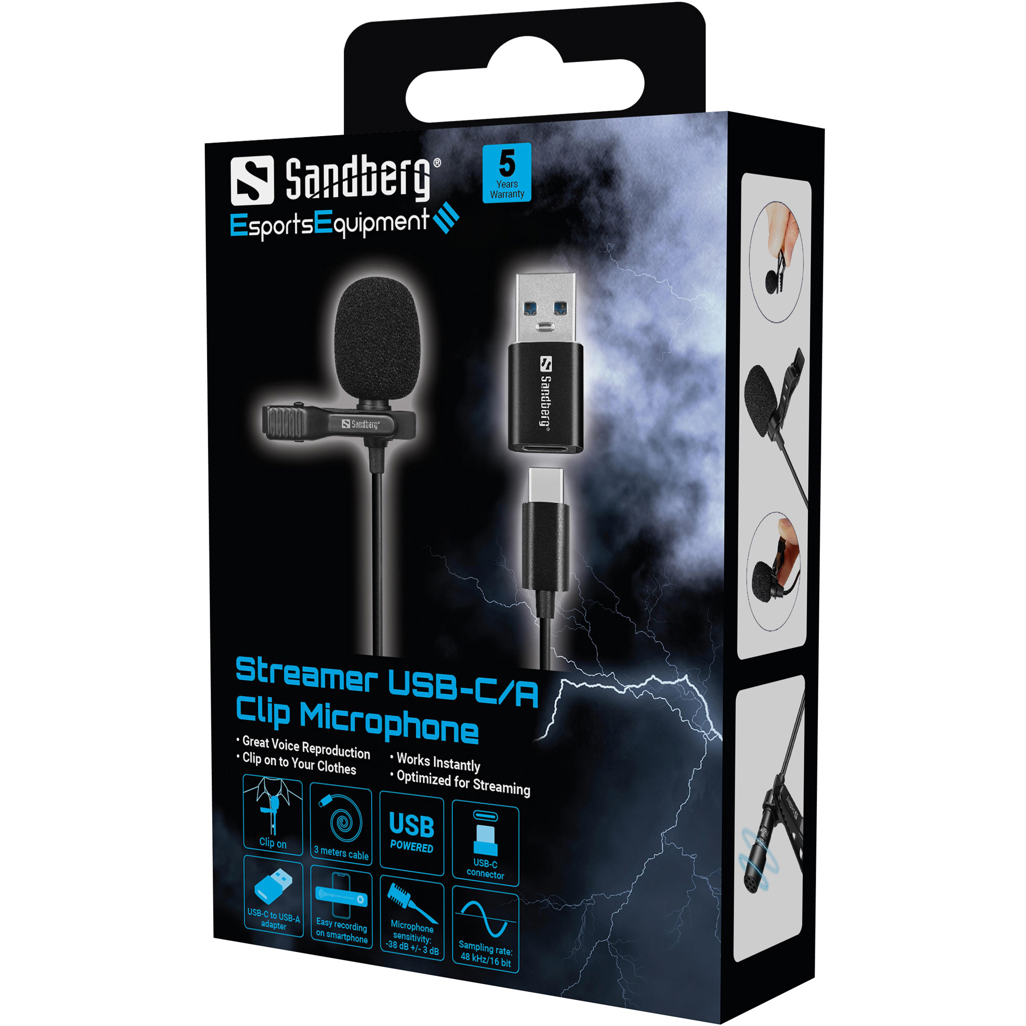 Микрофон-петличка SANDBERG Streamer USB Clip (126-40)