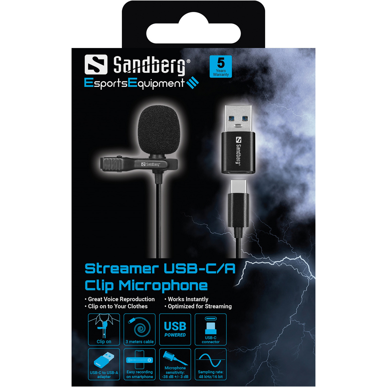 Микрофон-петличка SANDBERG Streamer USB Clip (126-40)