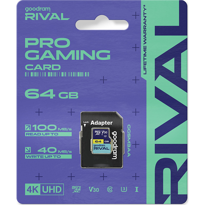 Карта пам'яті GOODRAM microSDXC Rival M3AA 64GB UHS-I U3 V30 Class 10 + SD-adapter (GGSM3AA-0640R12)