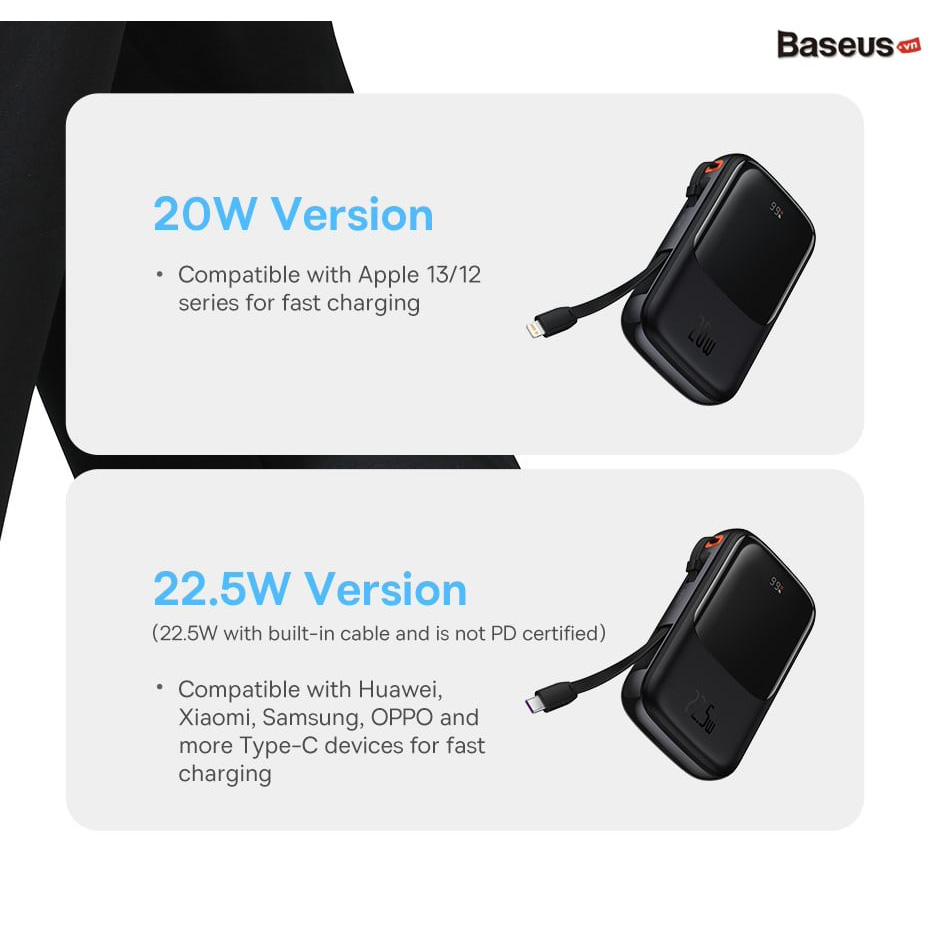 Повербанк BASEUS Qpow Pro Digital Display Fast Charge 22.5W Lightning Edition 10000mAh Black (PPQD020001)