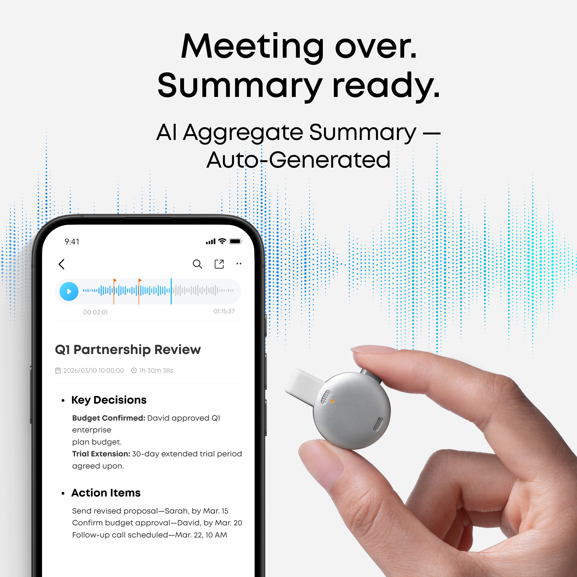 AI диктофон ANKER SoundCore Work White (D3200G21)