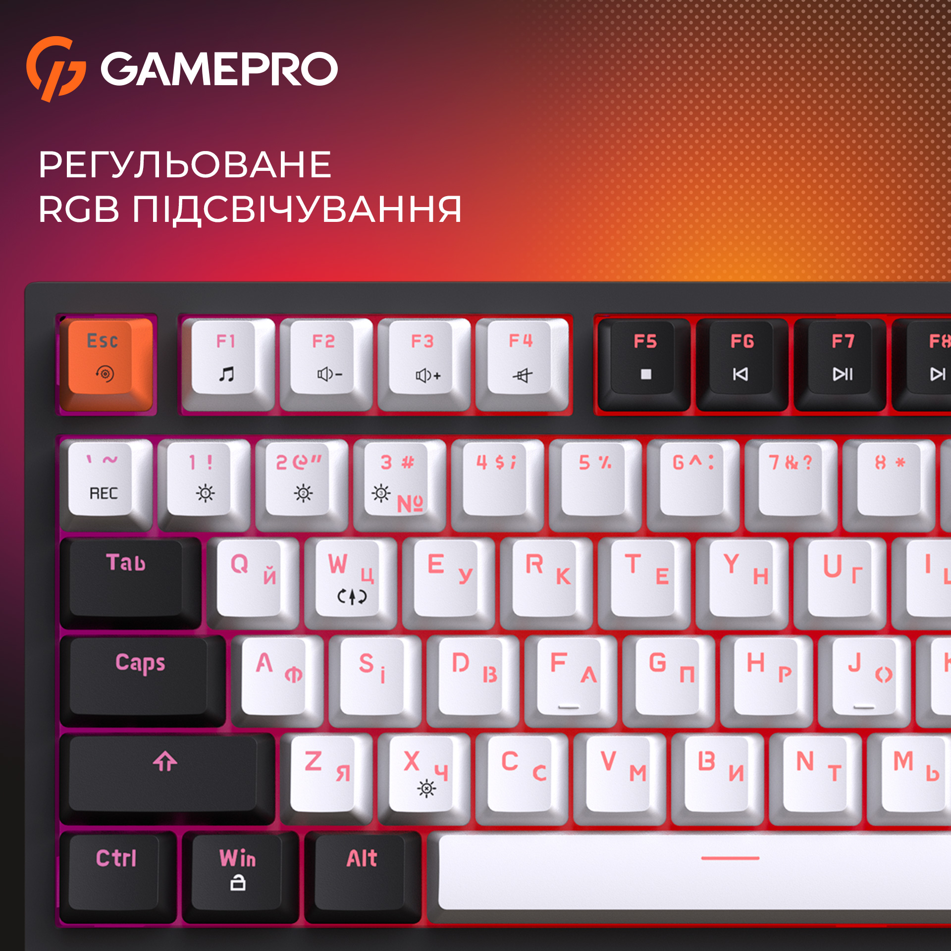 Клавиатура GAMEPRO MK160 V2 Warden QLAB Sakura Switch Black