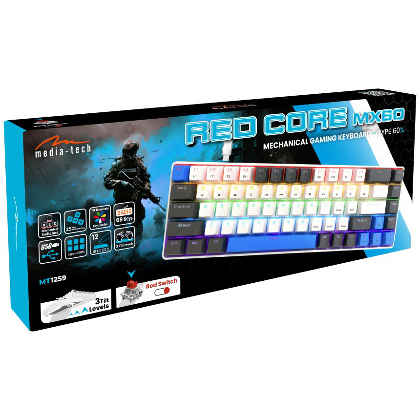 Клавиатура MEDIA-TECH Red Core MX60 White (MT1259)