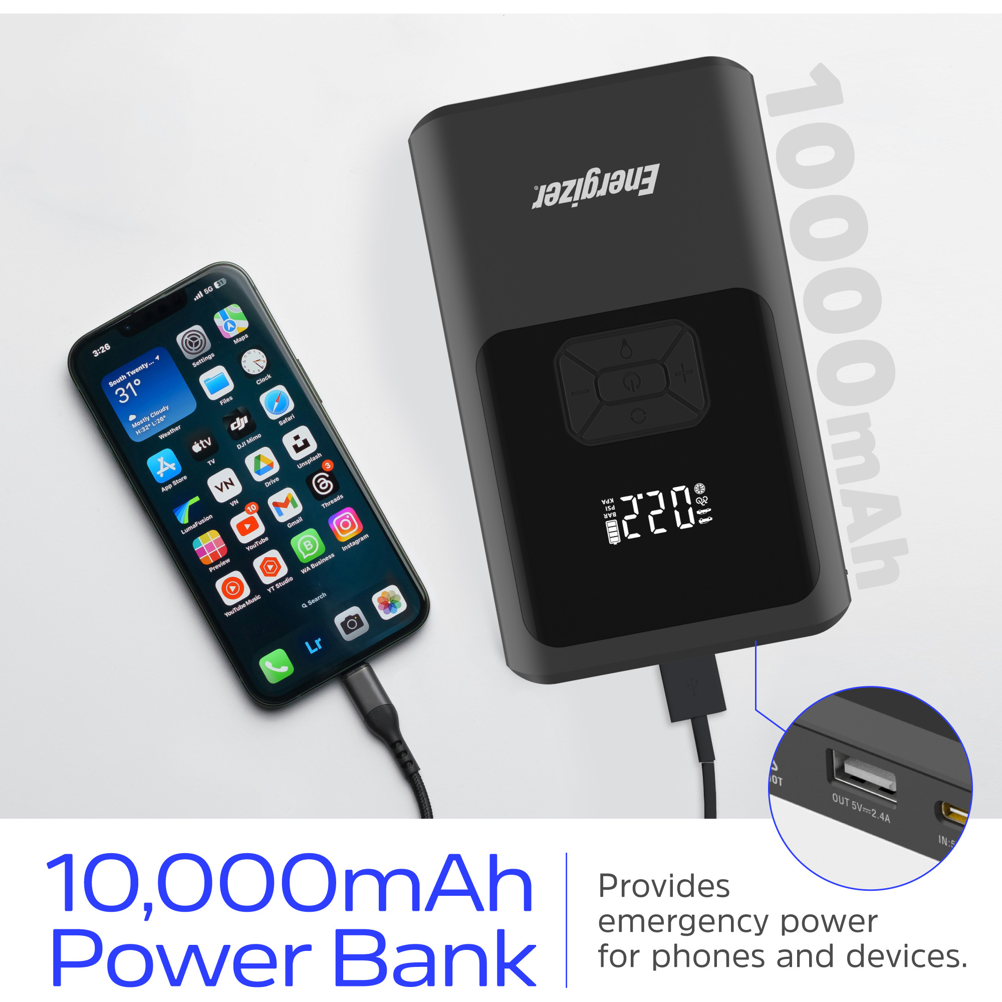 Портативное пускозарядное устройство ENERGIZER JE10000JP 10000mAh