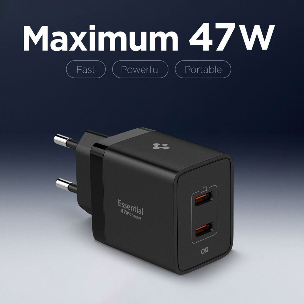 Зарядное устройство SPIGEN Essential 47W Wall Charger 2xUSB-C Black (ACH09457)