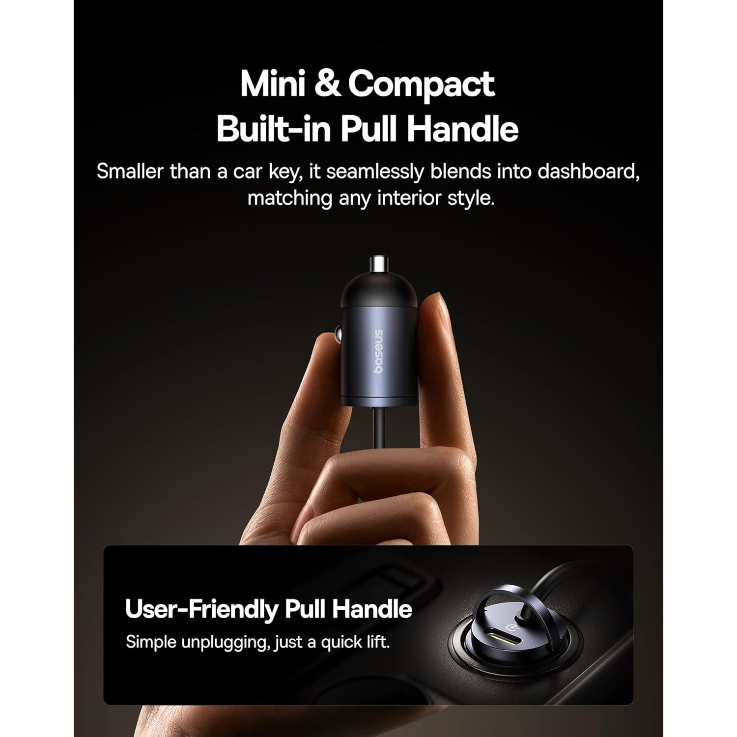 Автомобільний зарядний пристрій BASEUS Tiny Star Mini Car Charger 30W Black w/USB-C cable (C00035001121-00)