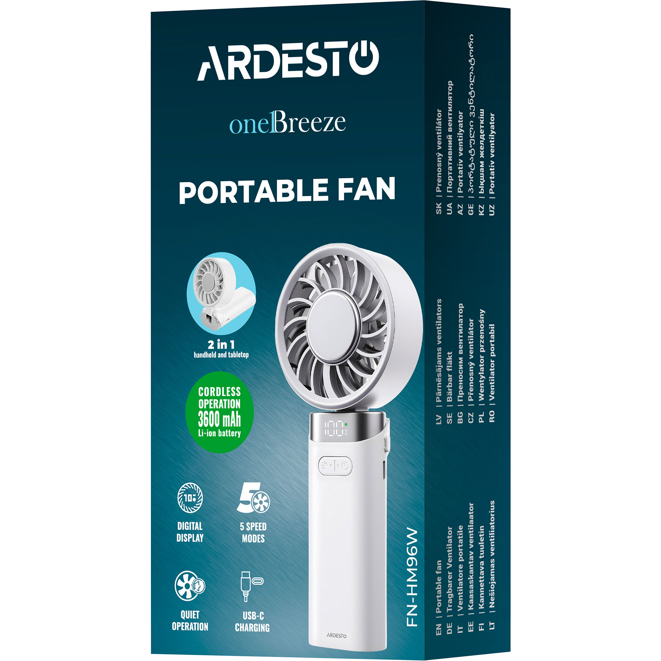 Портативный ручной вентилятор ARDESTO OneBreeze FN-HM96W