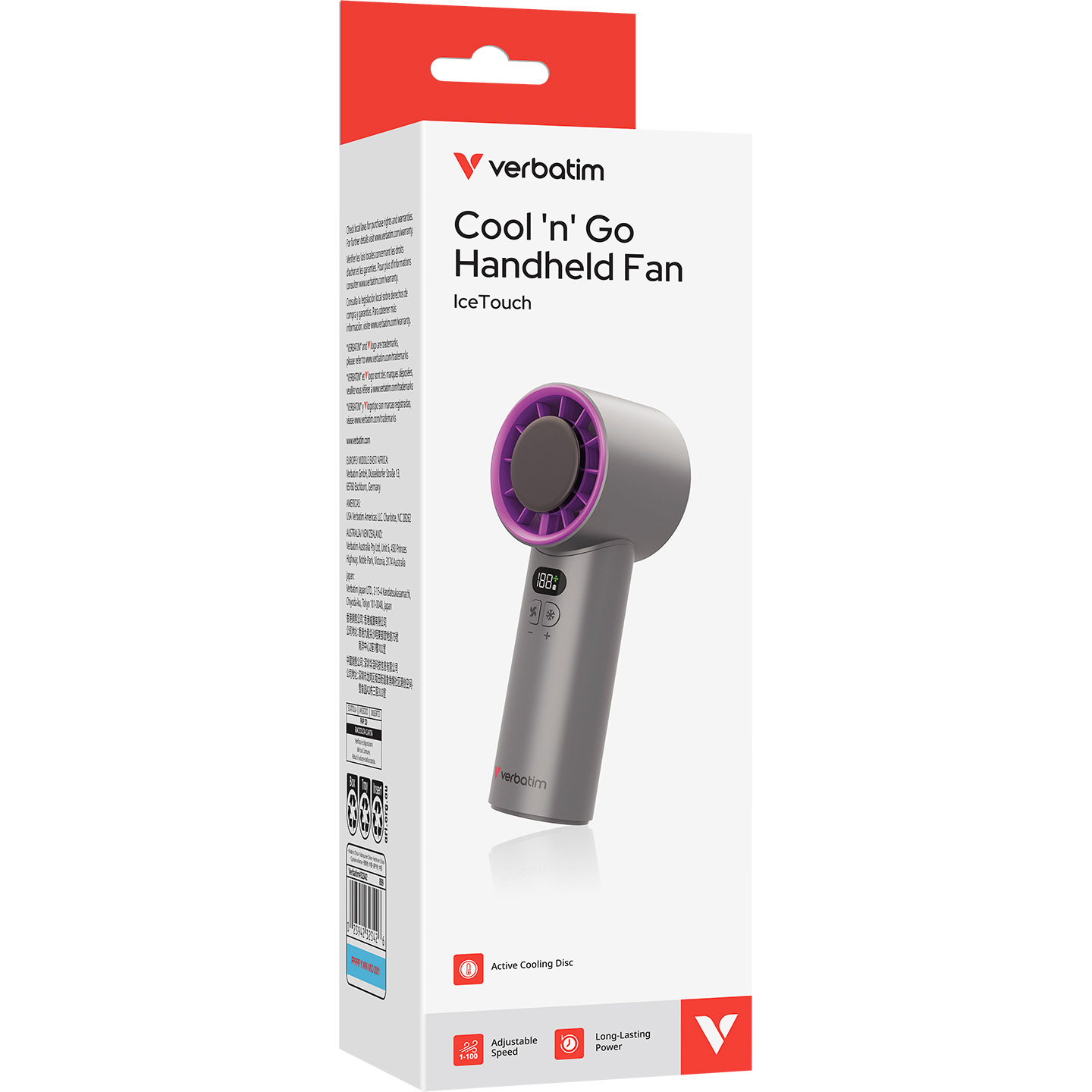 Портативный ручной вентилятор VERBATIM Cool 'n' Go Ice Touch Gray/Purple (32342)
