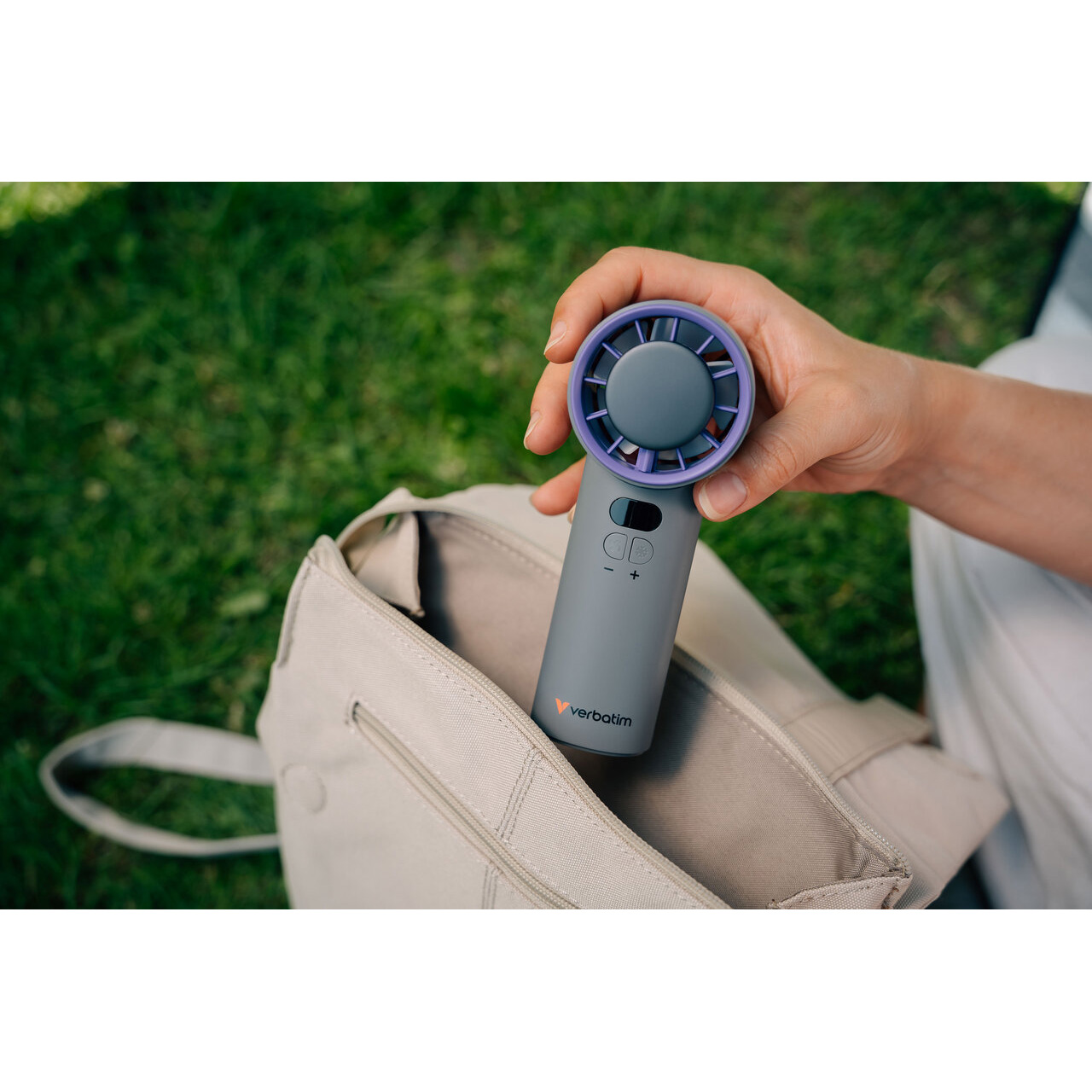 Портативный ручной вентилятор VERBATIM Cool 'n' Go Ice Touch Gray/Purple (32342)