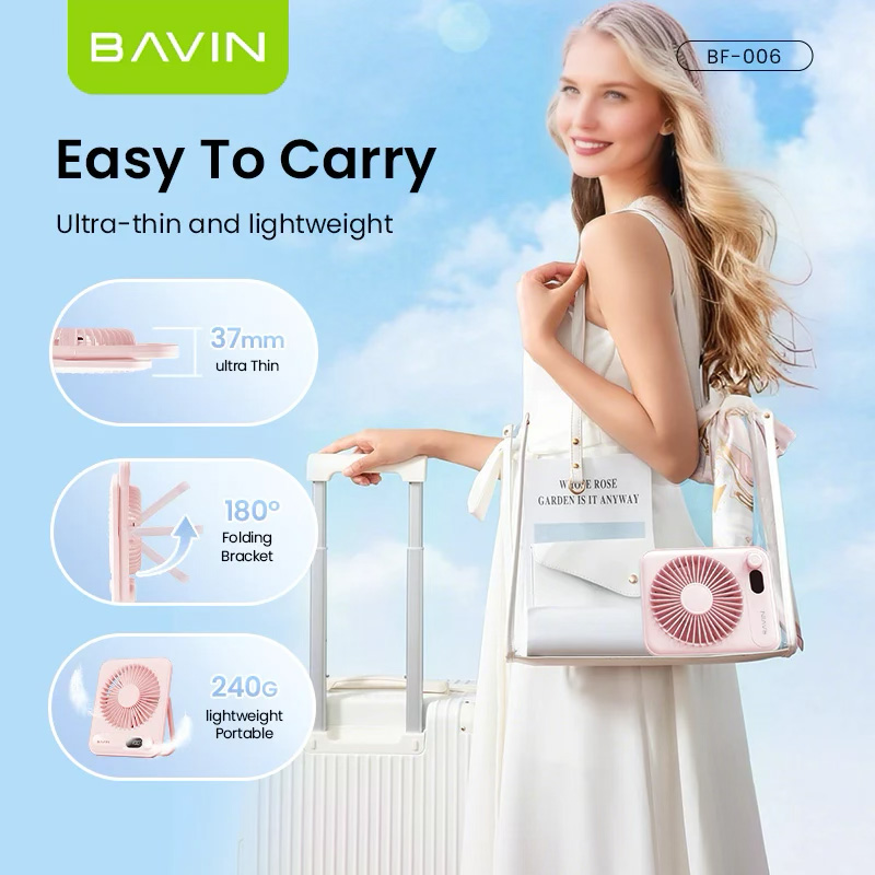 Настольный вентилятор BAVIN Ultra-Thin Portable Mini Desktop Fan Pink