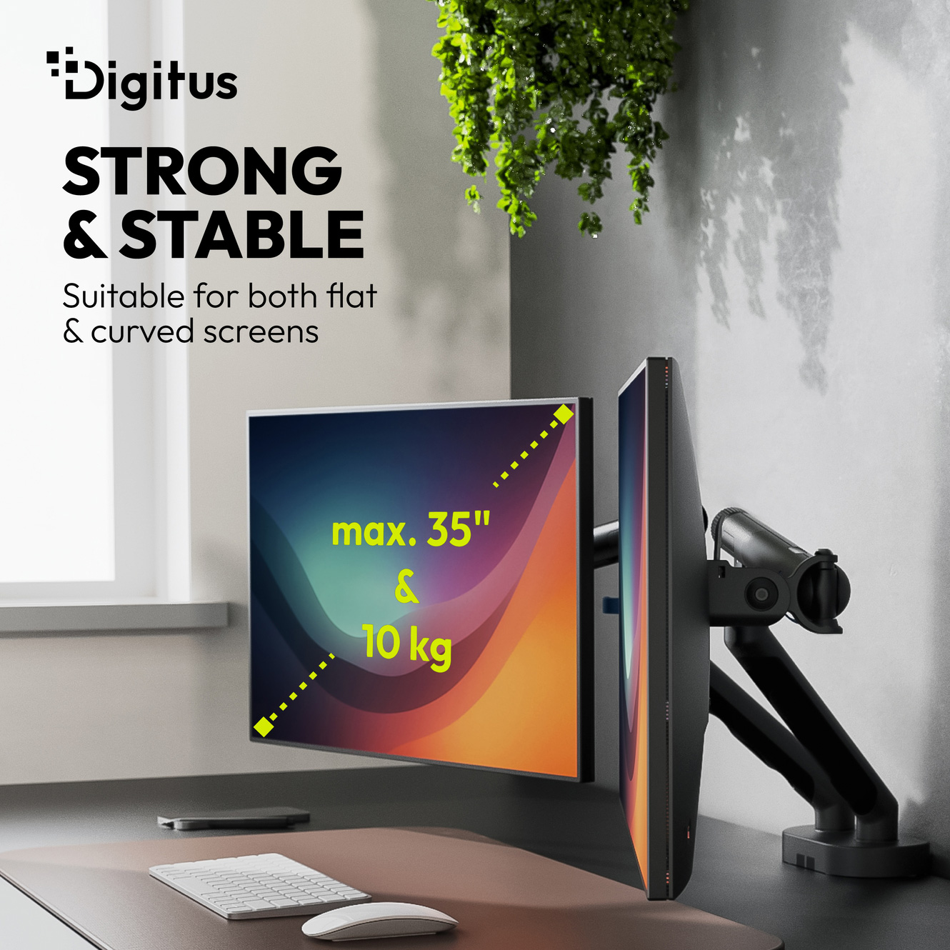 Крепление настольное для 2-х мониторов DIGITUS DA-90471 до 35" Black