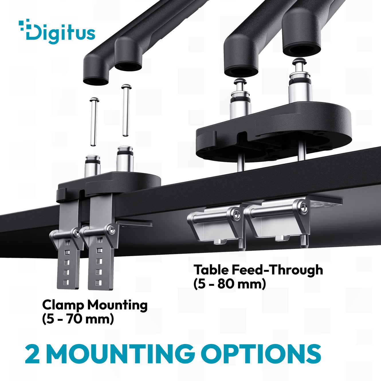 Крепление настольное для 2-х мониторов DIGITUS DA-90471 до 35" Black