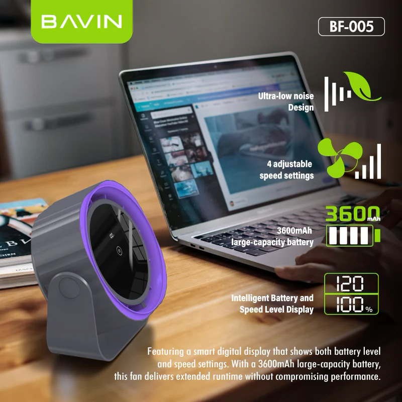 Настольный вентилятор BAVIN High Speed Rechargeable Power Cooling Desktop Fan White