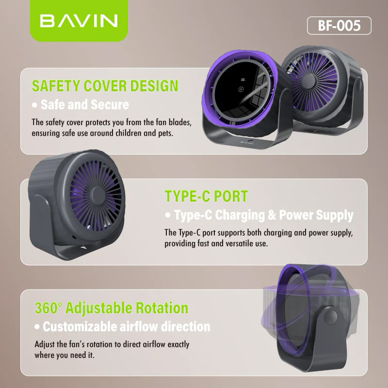 Настольный вентилятор BAVIN High Speed Rechargeable Power Cooling Desktop Fan White