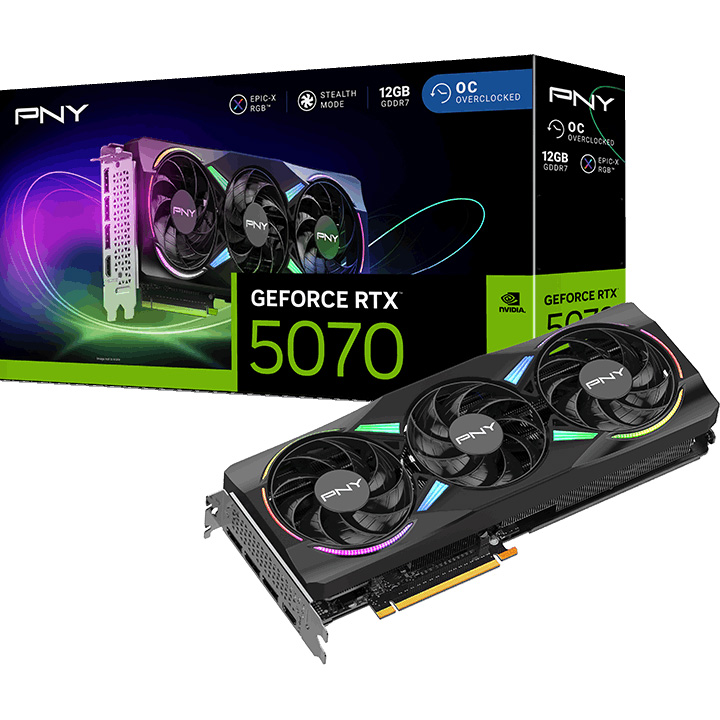 Відеокарта PNY GeForce RTX 5070 ARGB Epic-X OC Triple Fan (VCG507012TFXXPB1-O)