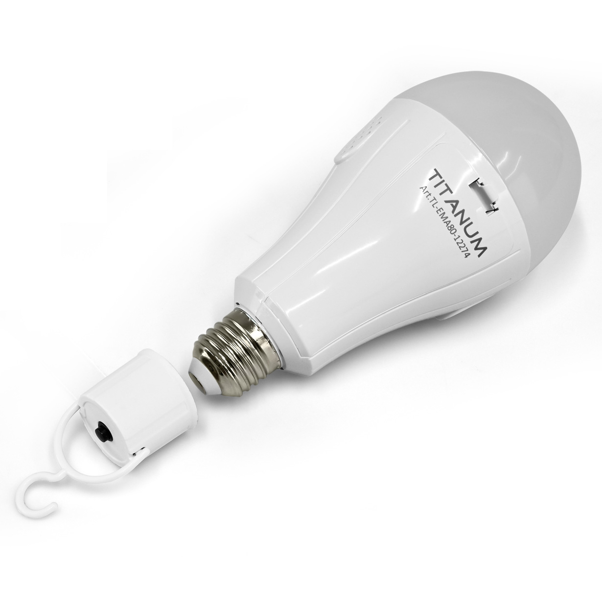 Лампа аккумуляторная LED TITANUM A80 E27 12W 4000K 220V (TL-EMA80-12274)