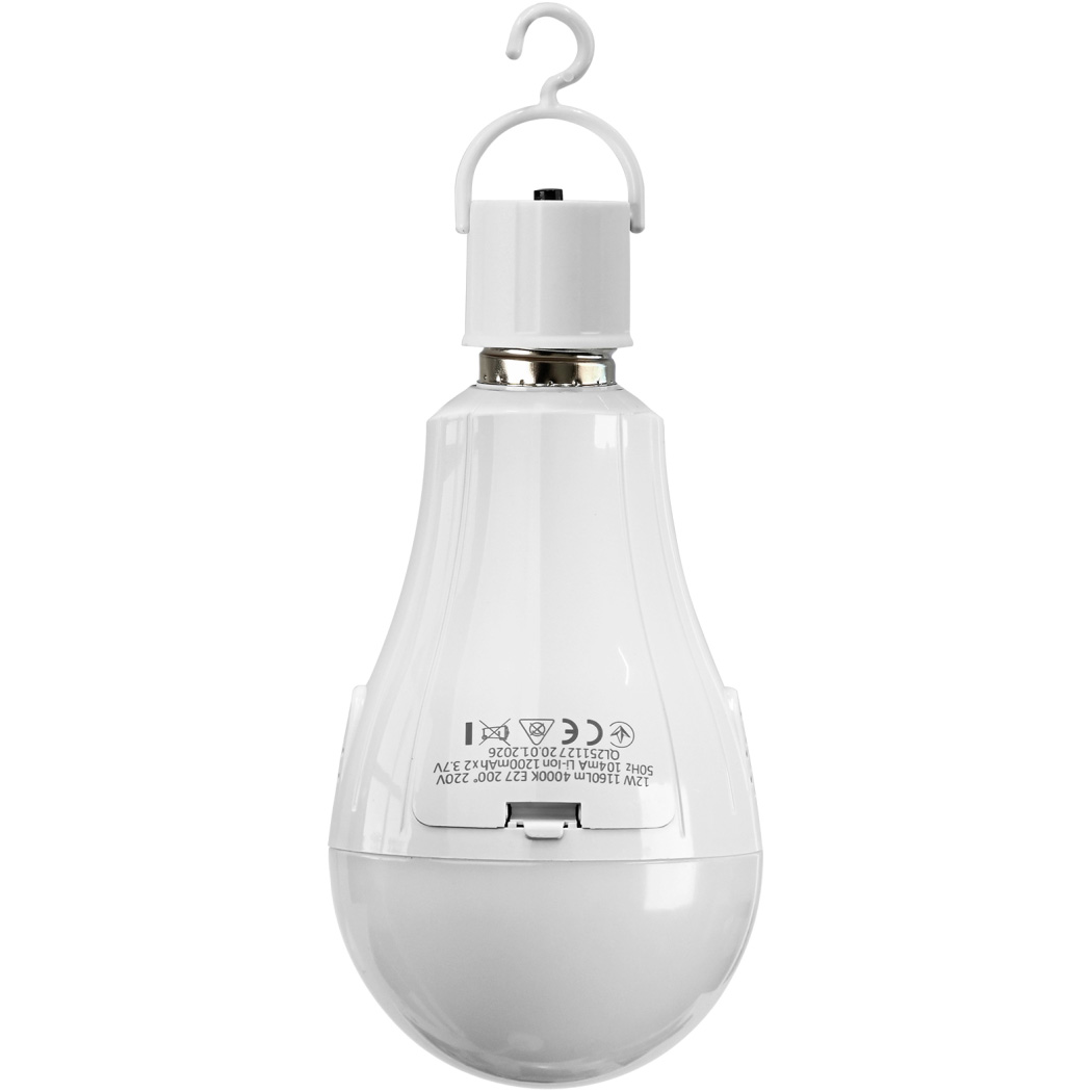 Лампа аккумуляторная LED TITANUM A80 E27 12W 4000K 220V (TL-EMA80-12274)