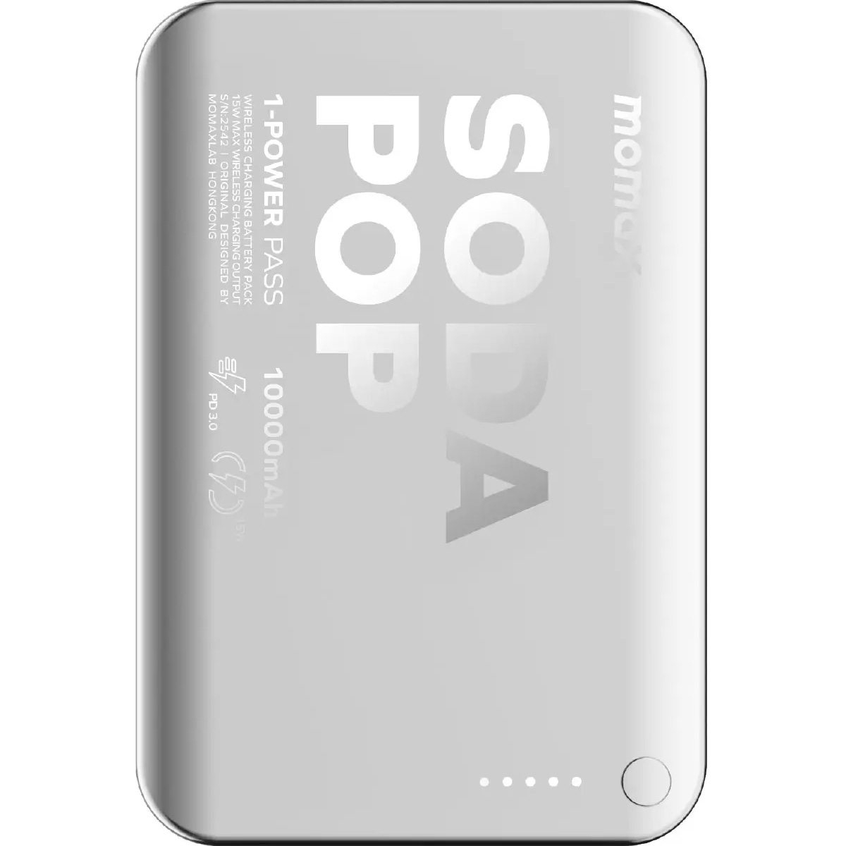 Повербанк с беспроводной зарядкой MOMAX 1-Power Pass Battery Pack 20W 10000mAh Silver (IP166S)