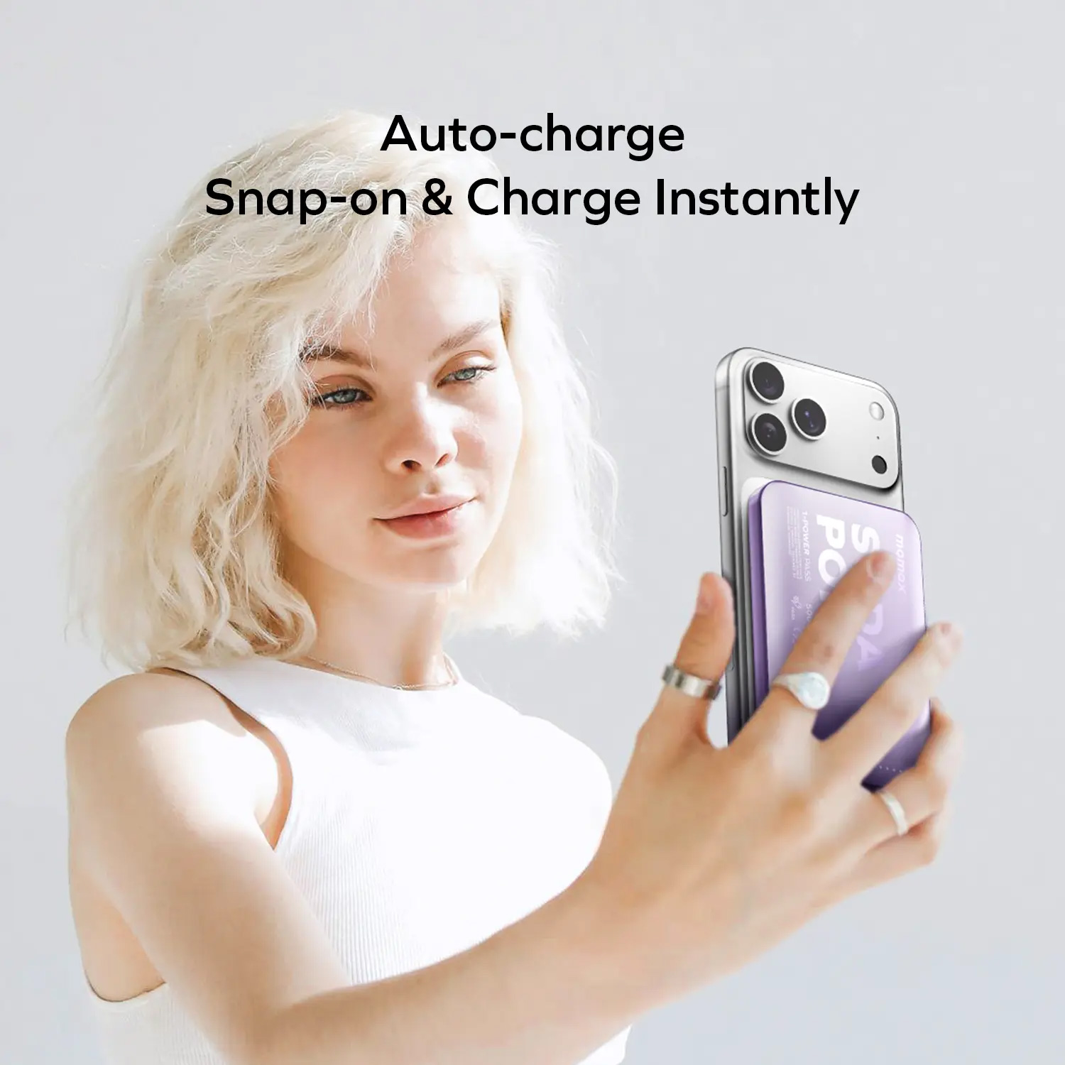 Повербанк с беспроводной зарядкой MOMAX 1-Power Pass Battery Pack 20W 5000mAh Purple (IP165U)