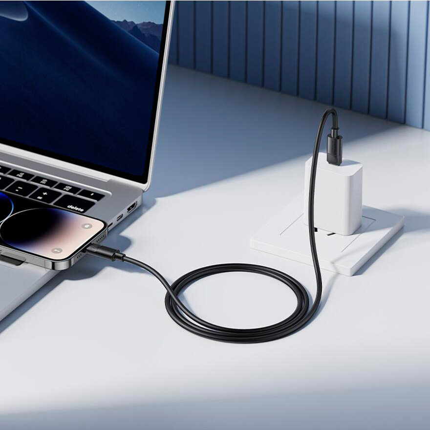 Кабель BOROFONE BX123 Leya USB-C to Lightning 1м Black