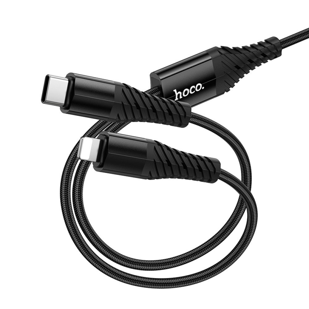 Кабель HOCO X123 Victory 2-in-1 Type-C to Type-C/Lightning 1м Black