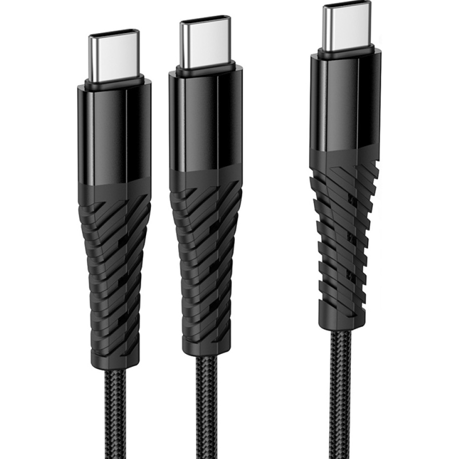 Кабель HOCO X123 Victory 2-in-1 Type-C to Type-C/Type-C 1м Black