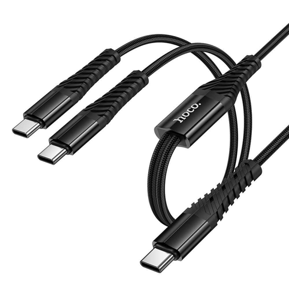 Кабель HOCO X123 Victory 2-in-1 Type-C to Type-C/Type-C 1м Black