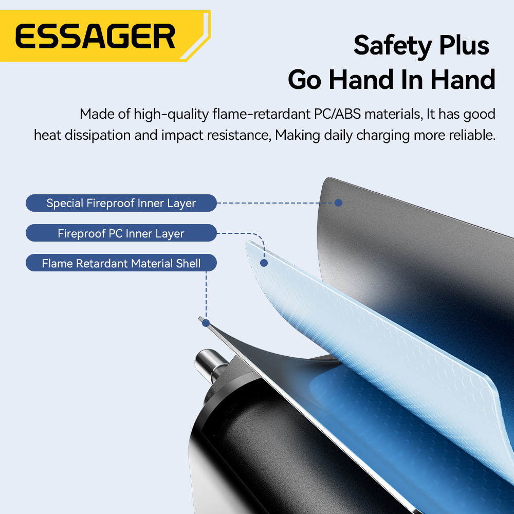 Зарядное устройство ESSAGER GaN PD30W Travel Charger Black w/Type-C cable (E30JSB1-SYTT1-T)