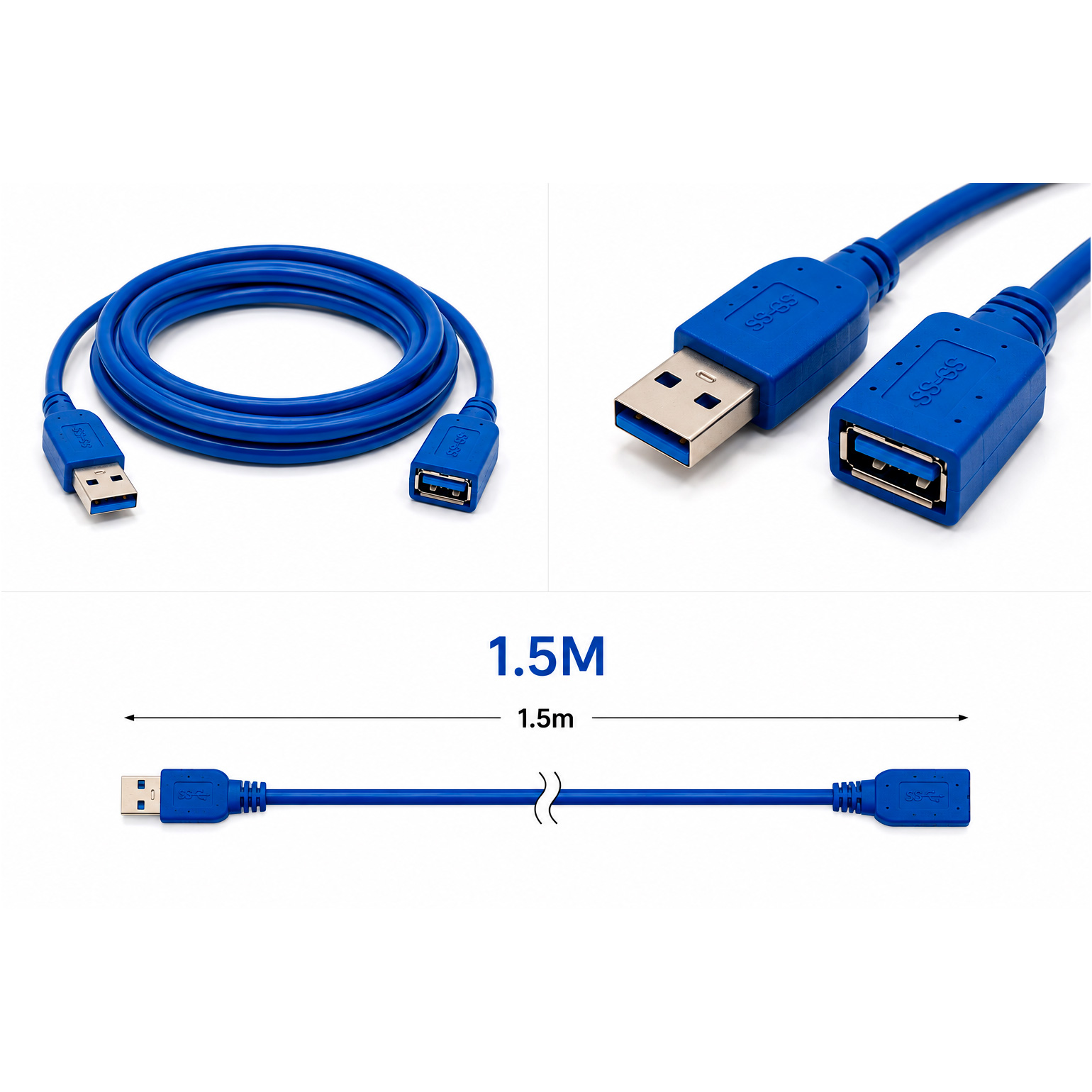 Кабель-подовжувач XOKO USB 3.0 AM-AF 1.5м (XK-AMAF-USB30-15-BL)