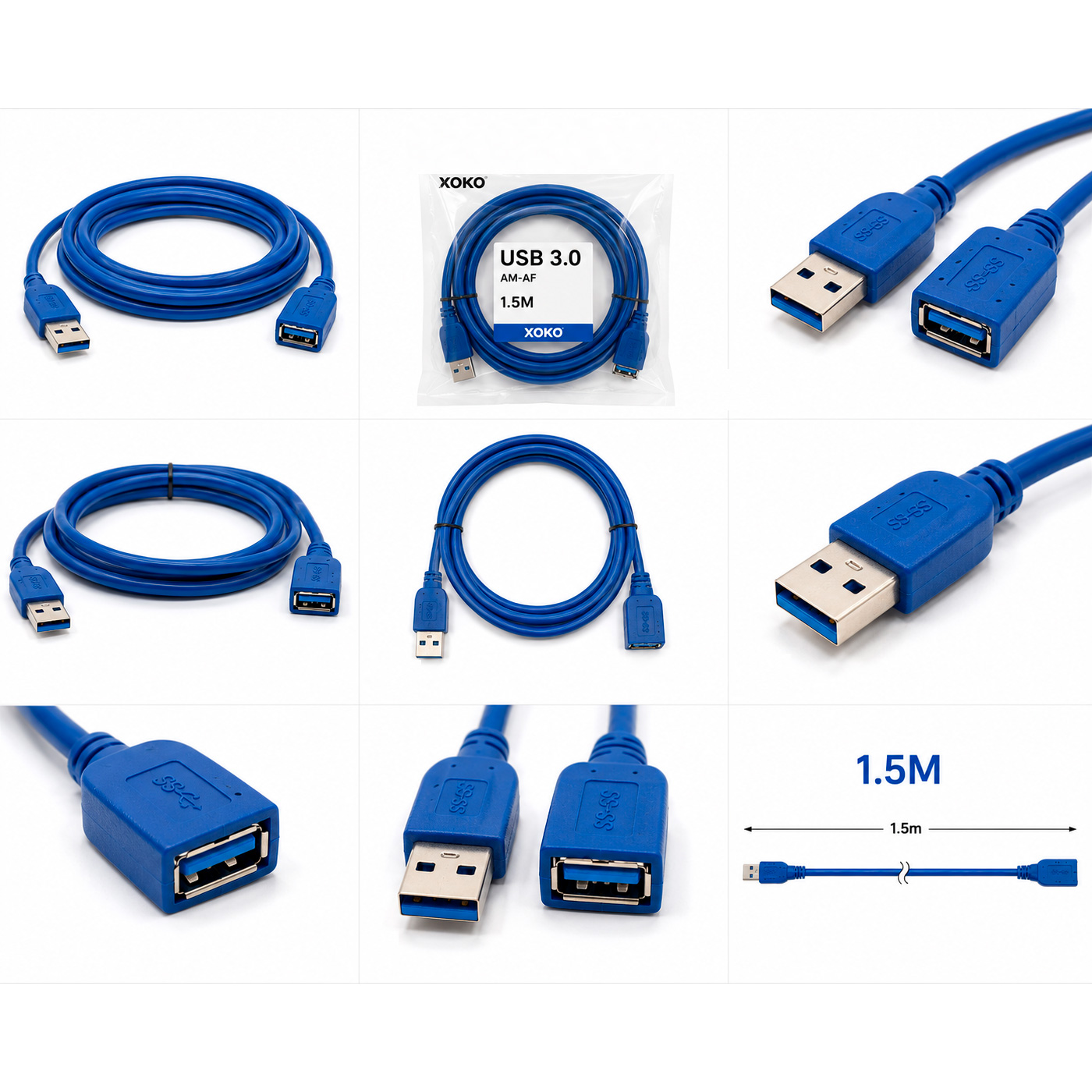 Кабель-подовжувач XOKO USB 3.0 AM-AF 1.5м (XK-AMAF-USB30-15-BL)