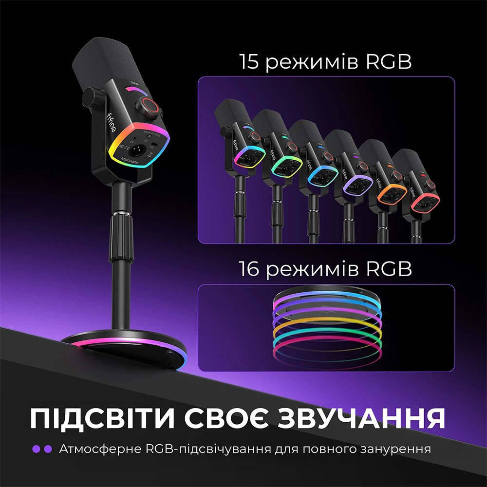 Микрофон для стриминга/подкастов FIFINE AmpliGame AM8PROS Black