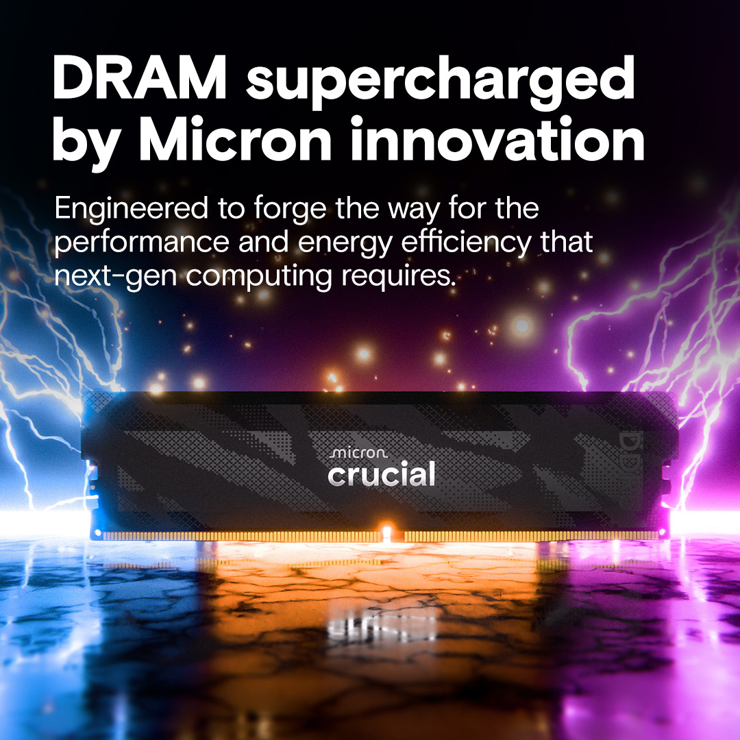 Модуль памяти CRUCIAL Pro Overclocking DDR5 6400MHz 32GB Kit 2x16GB Black (CP2K16G64C32U5B)