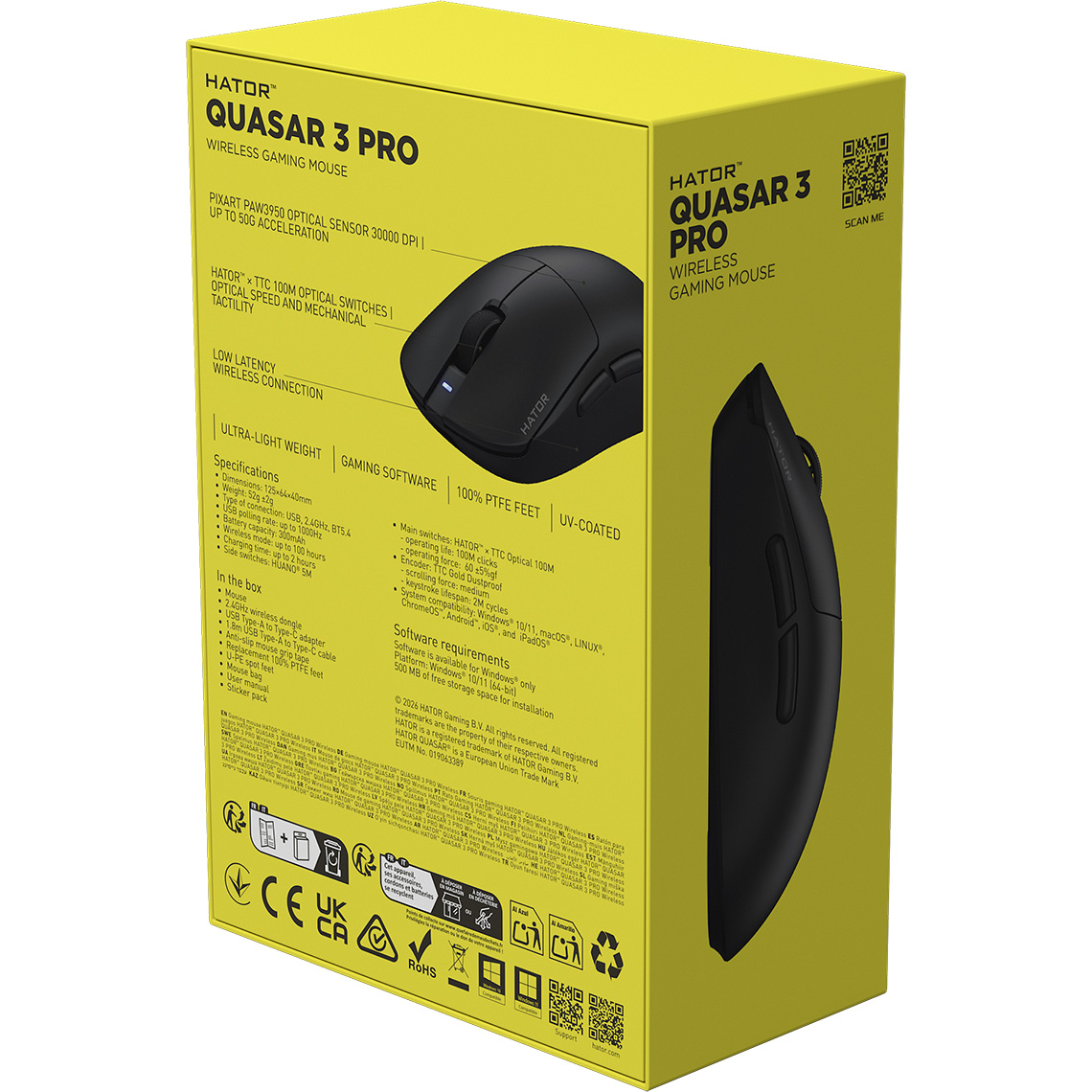 Мышь игровая HATOR Quasar 3 Pro Wireless Black (HTM740)
