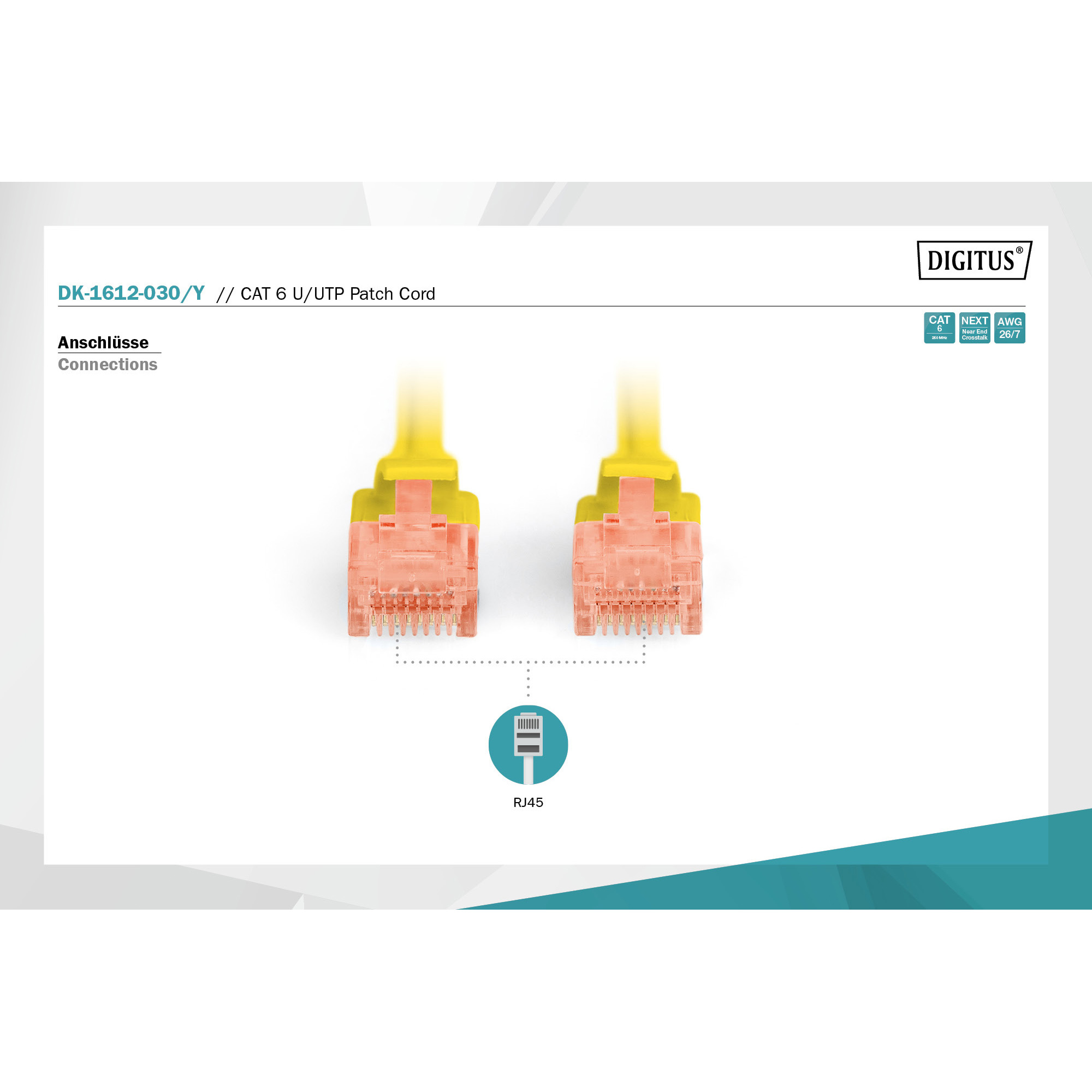Патч-корд DIGITUS U/UTP Cat.6 CCA 3м Yellow (DK-1612-030/Y)