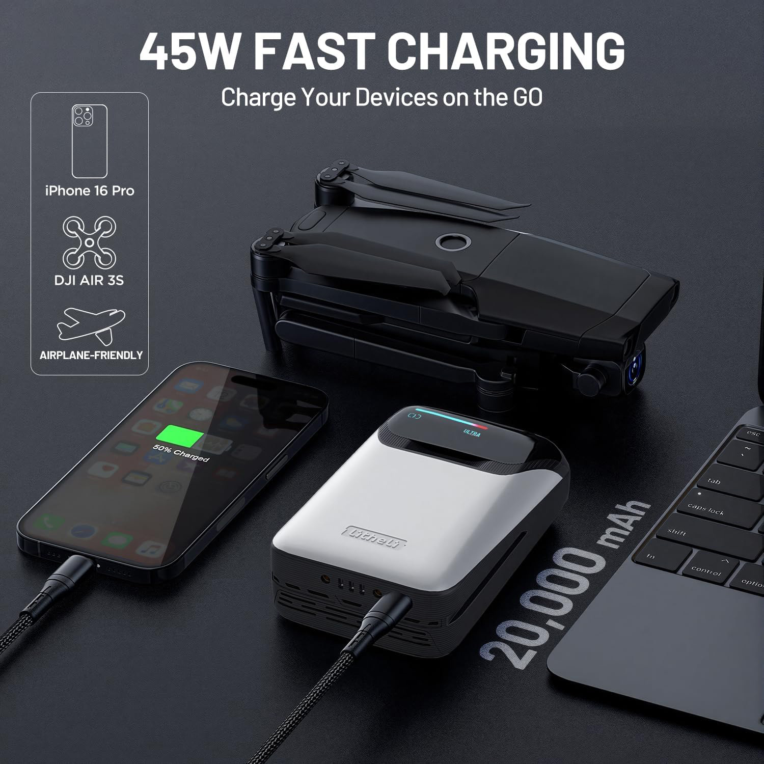 Повербанк LITHELI U20 20V 4A IPS Super Battery Ultra 45W 20000mAh