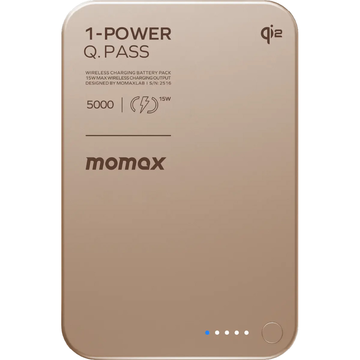 Повербанк MagSafe MOMAX 1-Power Q.Pass Qi2 20W 5000mAh Sandstone (IP129Q2L2)