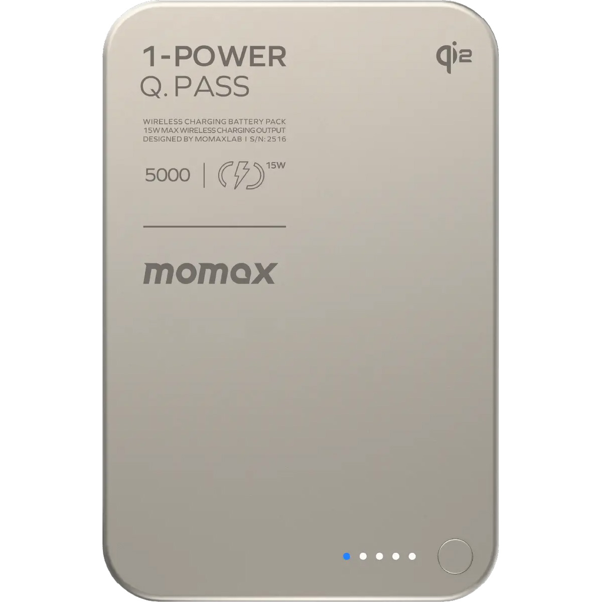 Повербанк MagSafe MOMAX 1-Power Q.Pass Qi2 20W 5000mAh Titanium (IP129Q2L)