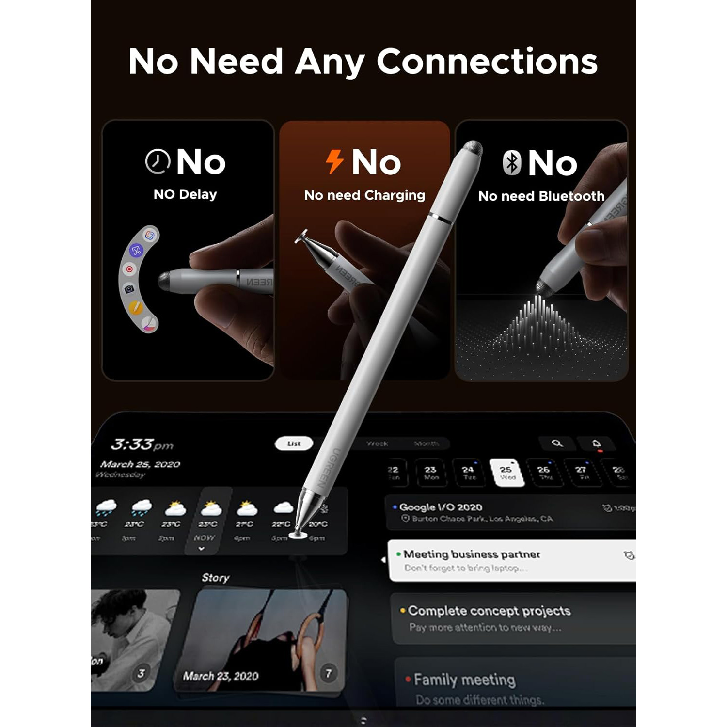 Стилус UGREEN LP952 3-in-1 Magnetic Stylus Pen (65854)