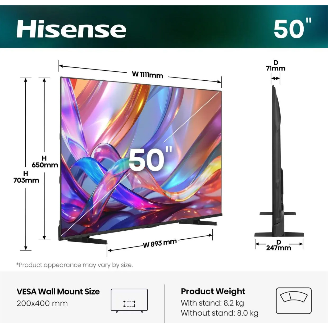 Телевизор HISENSE 50" QLED 4K 50E7S