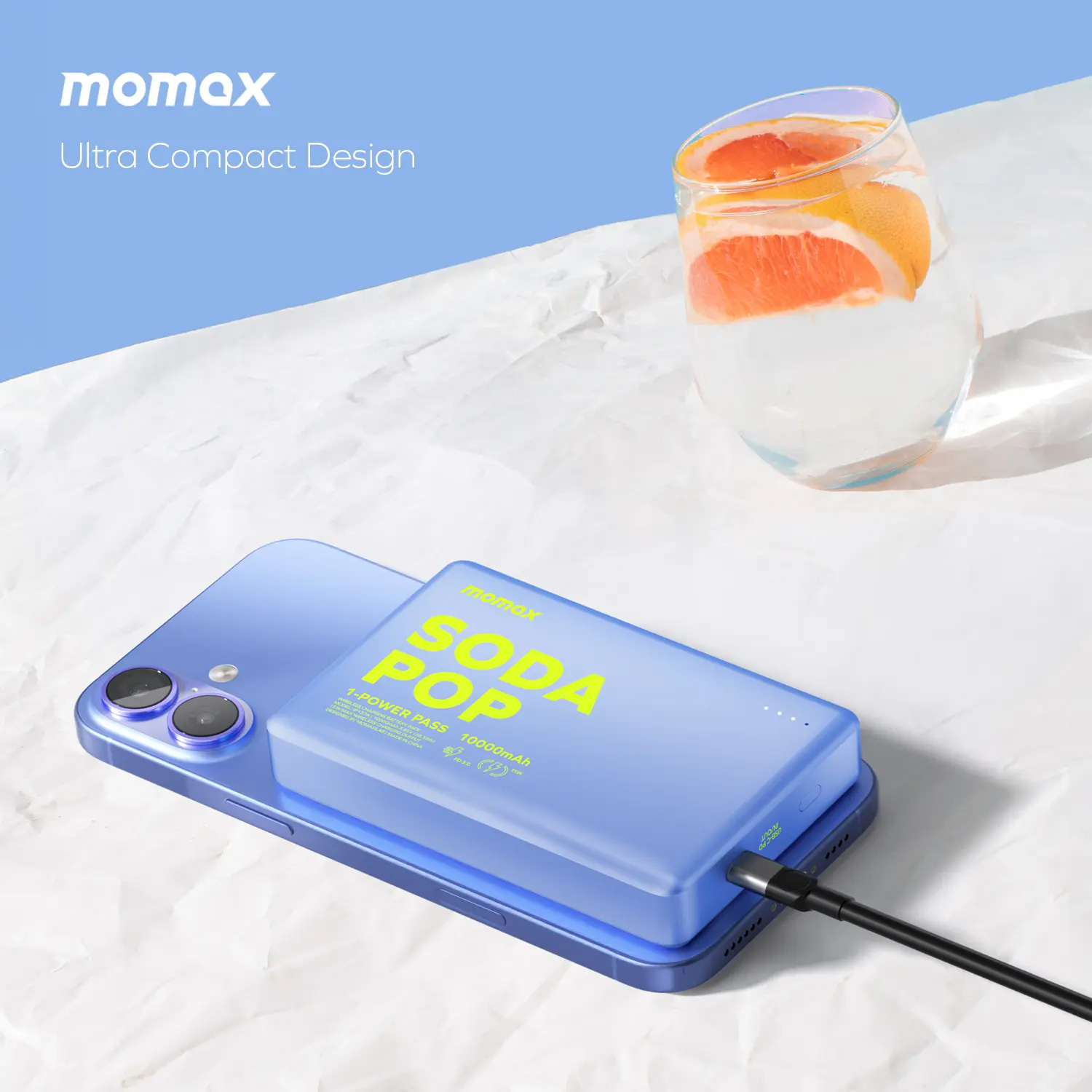 Повербанк MagSafe MOMAX 1-Power Pass Power Bank 20W 10000mAh Blue (IP137AB)