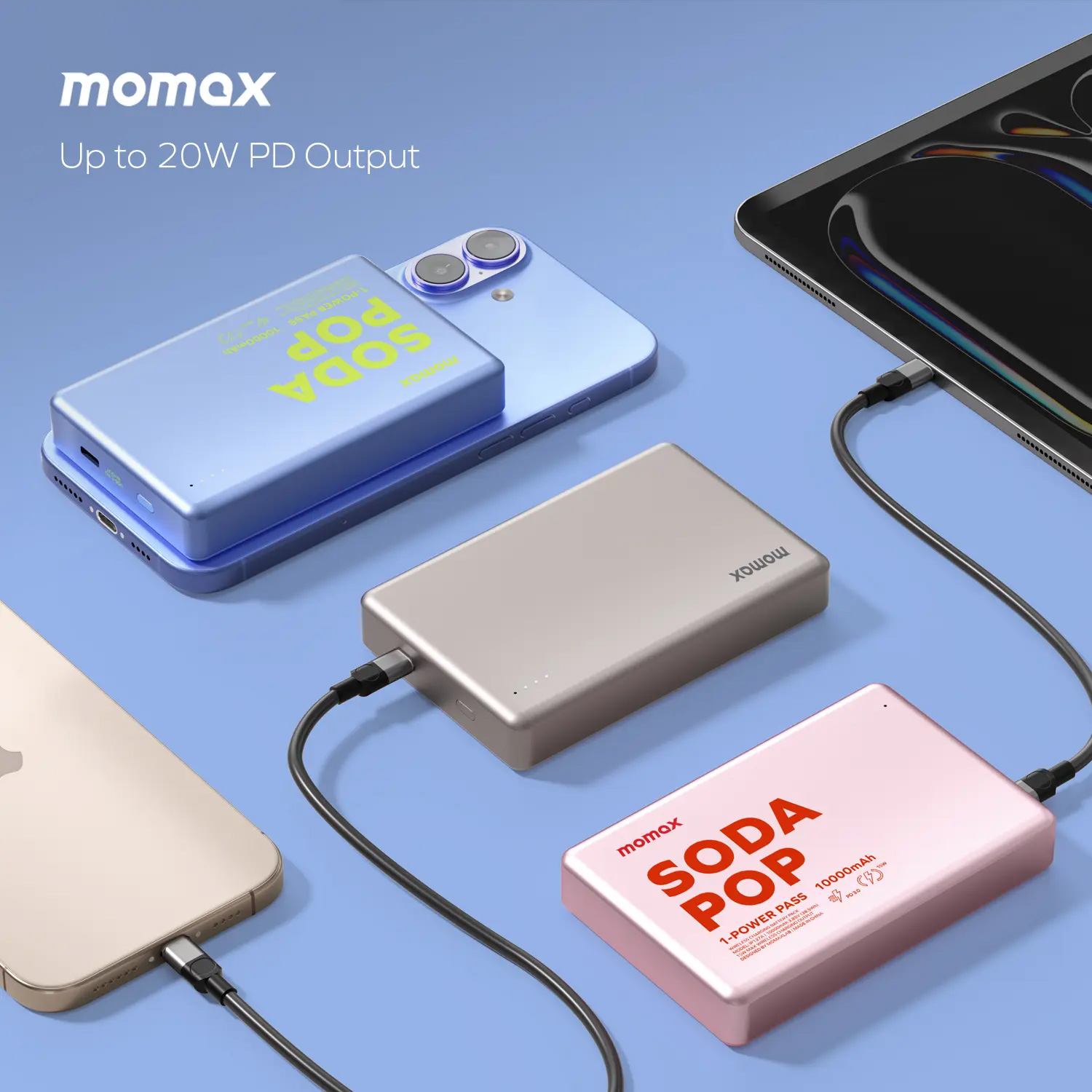 Повербанк MagSafe MOMAX 1-Power Pass Power Bank 20W 10000mAh Pink (IP137AP2)