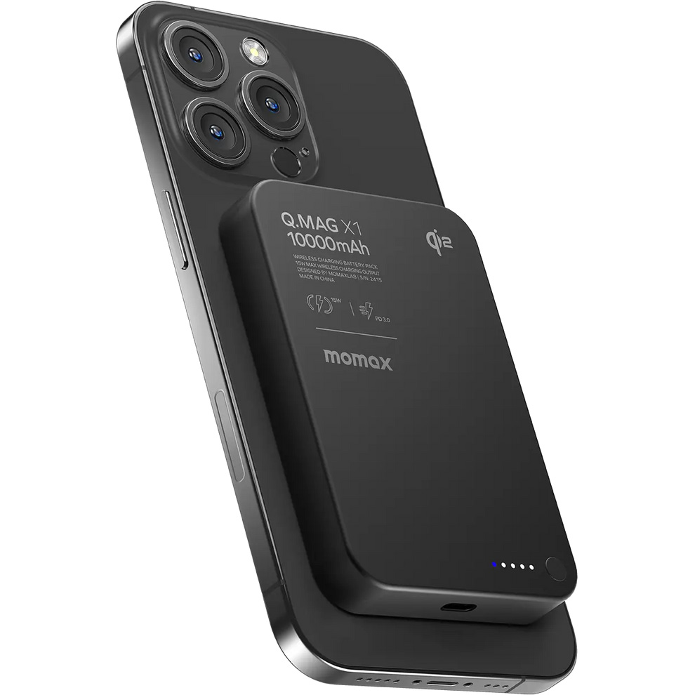 Повербанк MagSafe MOMAX Q.Mag X1 Qi2 20W 10000mAh Black (IP136AQ2D)