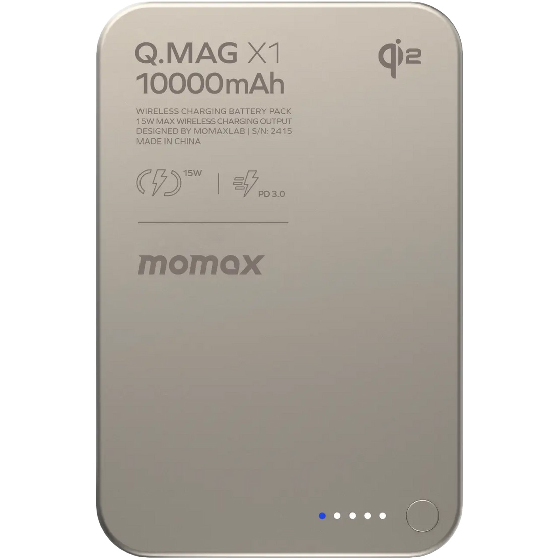 Повербанк MagSafe MOMAX Q.Mag X1 Qi2 20W 10000mAh Natural Titanium (IP136AQ2L)